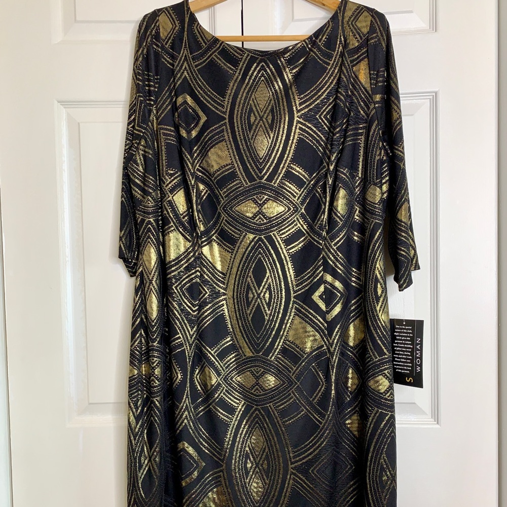 👑Host Pick👑 Vintage Gold & Black Cocktail Dress, NWT, 20W, Holiday, New Years